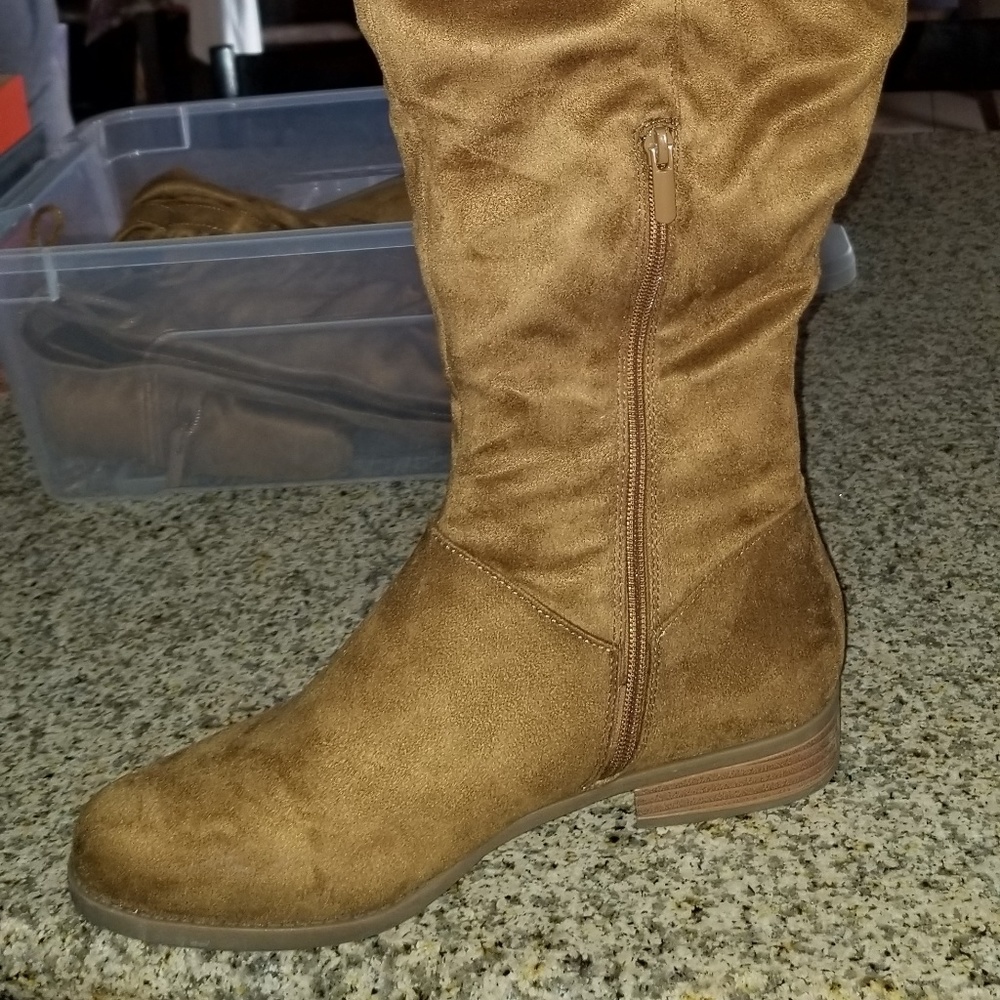 Knee high suede boots